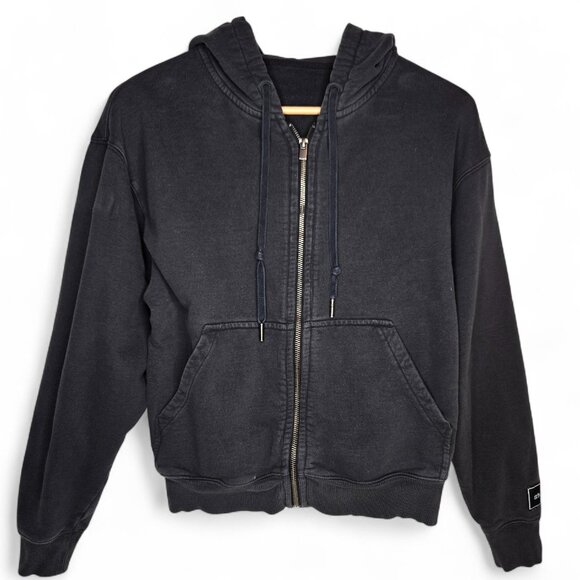 Stori Seek Zip Up Hooded Sweater Women's Faded Black Weighted Soft Lined 4 - Picture 1 of 6